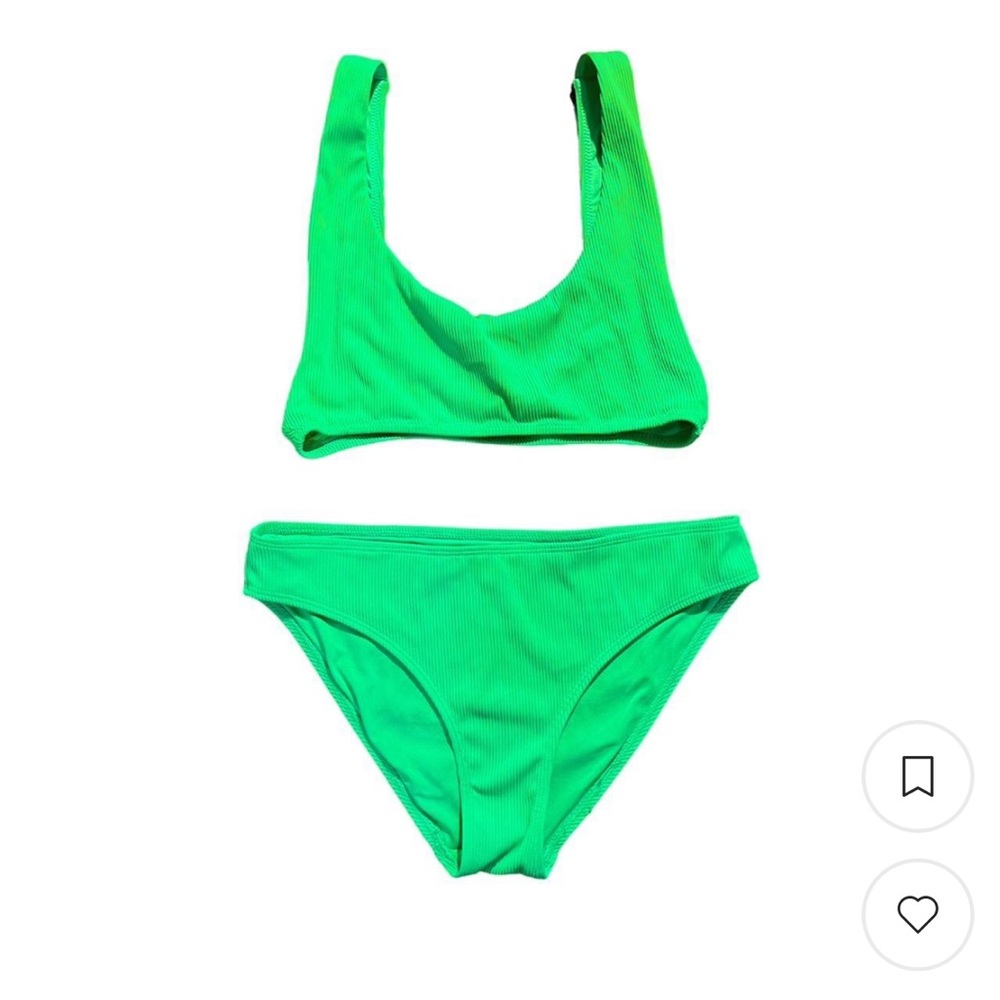 Like new condition aerie neon green ribbed swim bikini set